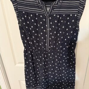 LOFT Blue and White Mandarin Collar dress